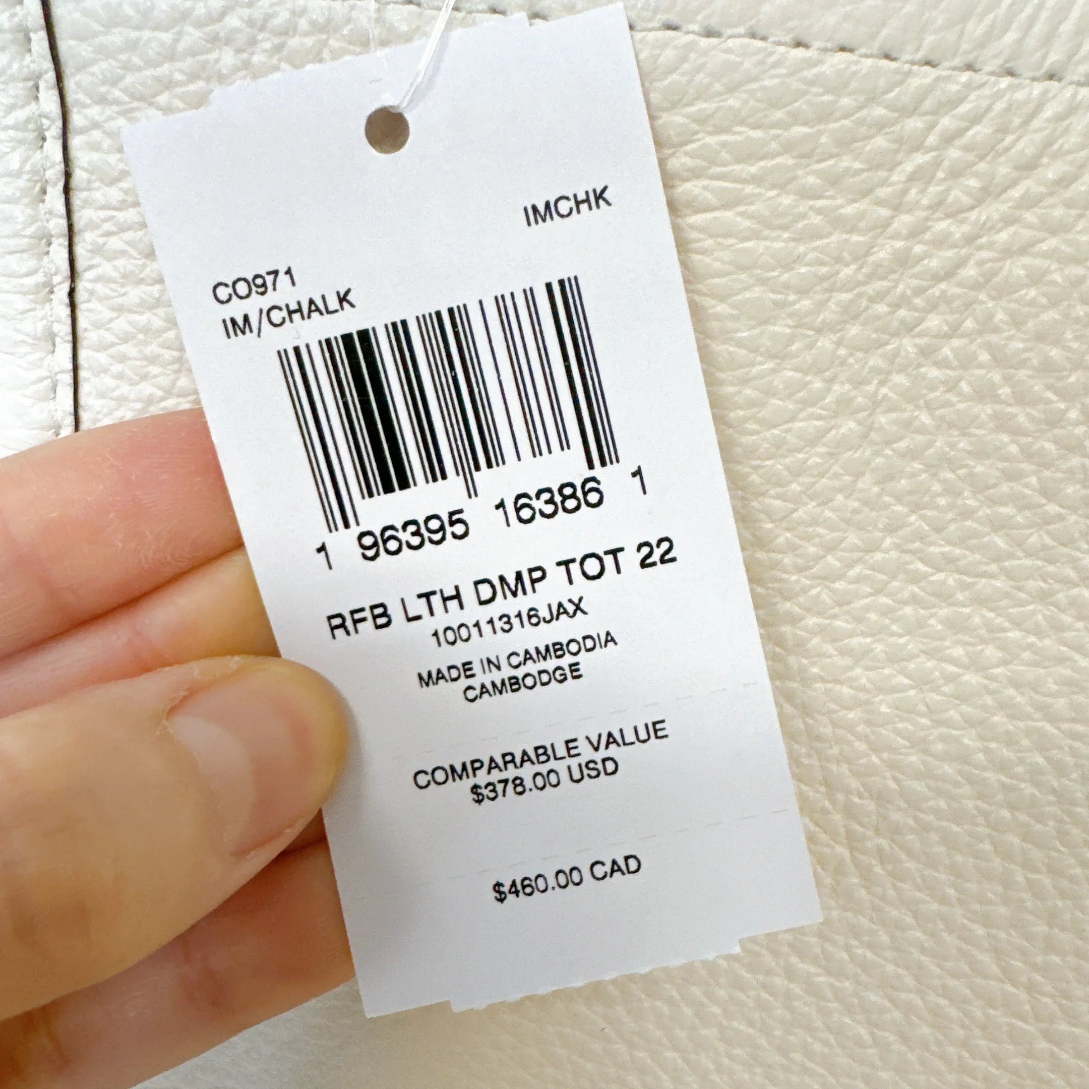 Coach 22 Tote Chalk CO971 Dempsey IN