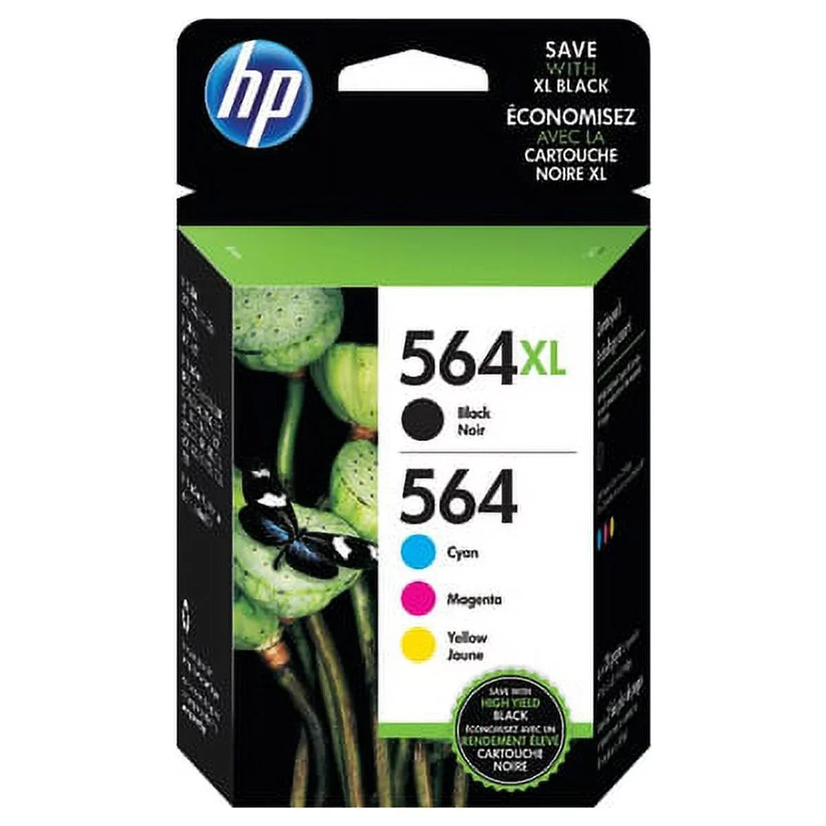 HP and 4 564 564XL Cyan/Magenta/Yellow Ink HP of High-Yield Black Pack Cartridges,