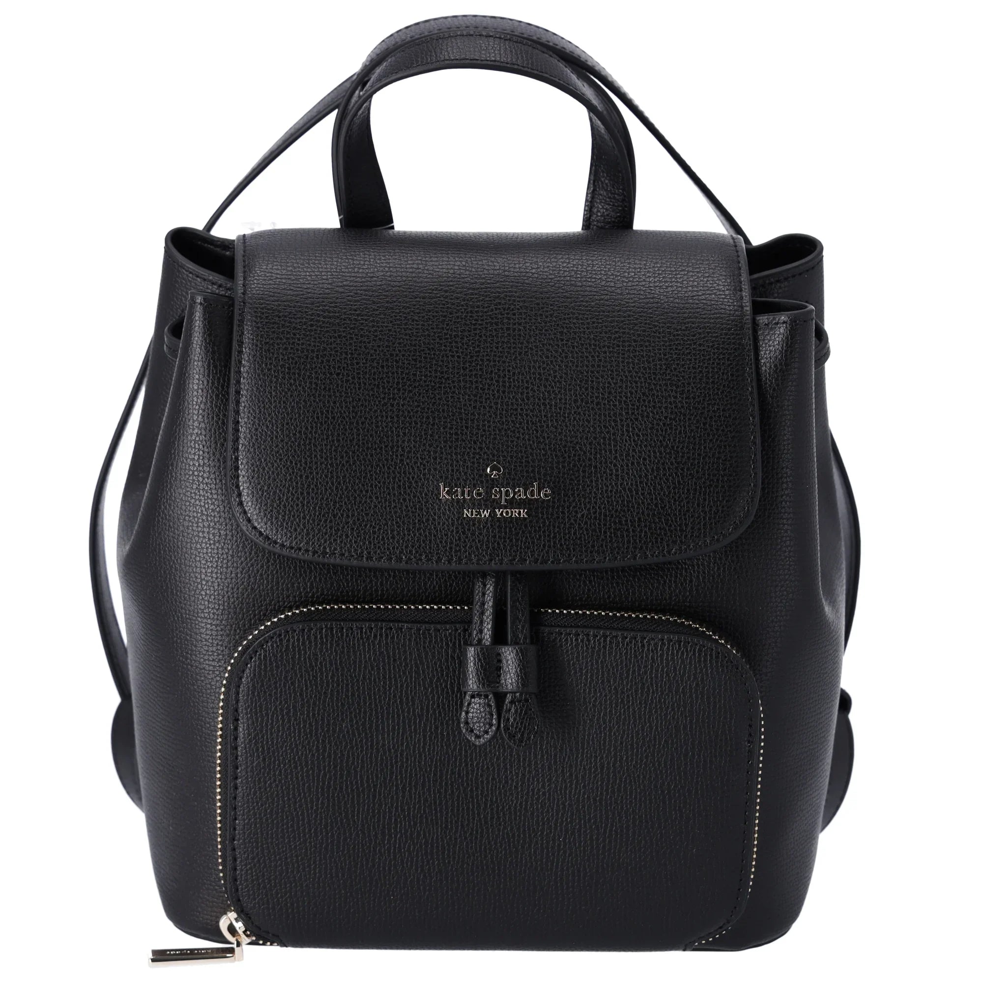 Backpack Kristi Grain Spade Kate Black Drawstring Flap Leather Refined Medium