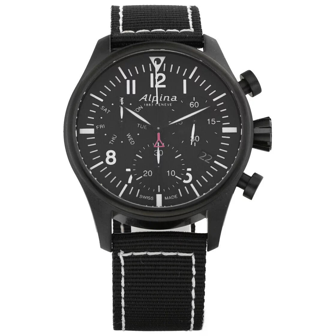 Chronograph PVD Alpina Men's Watch Startimer Pilot AL-371BB4FBS6 Quartz Black