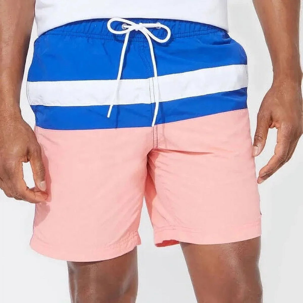 Men's Trunks T01131 Colorblocked in Nautica Pale Swim Coral-Small 8"