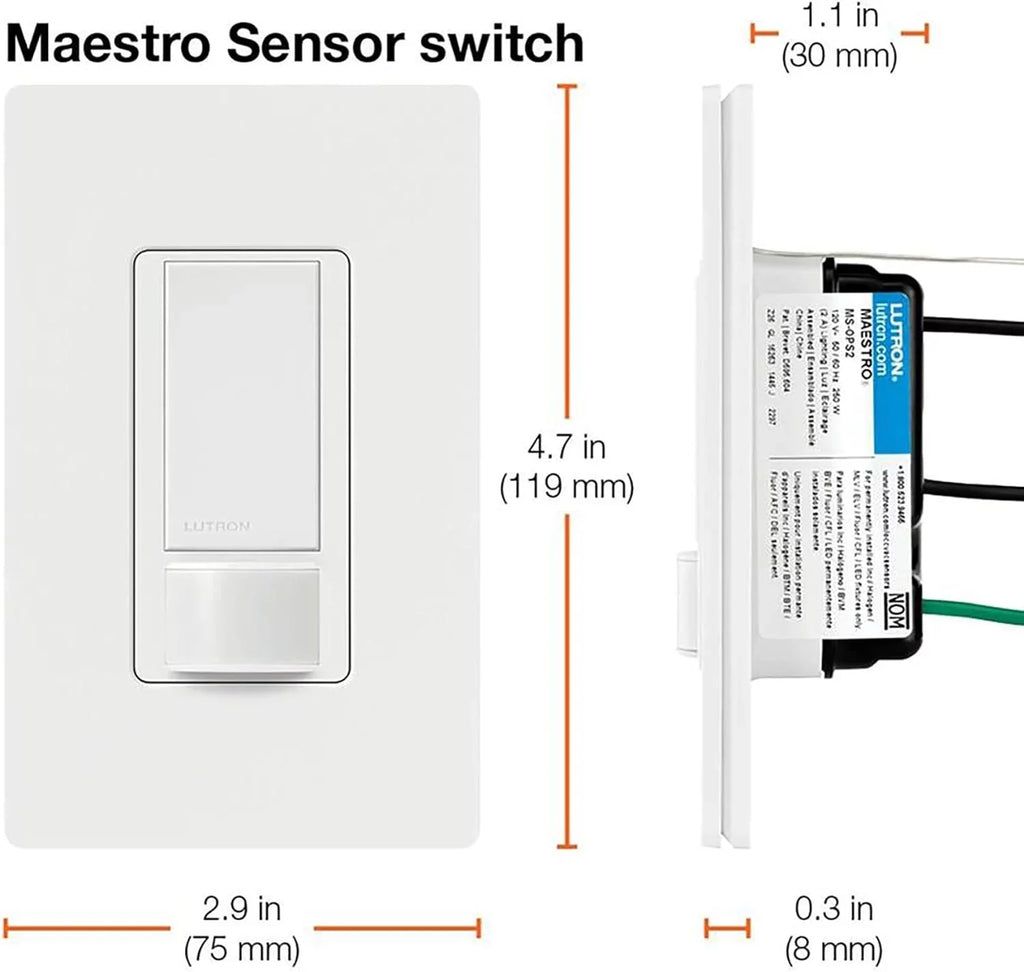 single-pole, neutral white (2-pack), 2a, maestro switch sensor no lutron required, ms-ops2-wh,