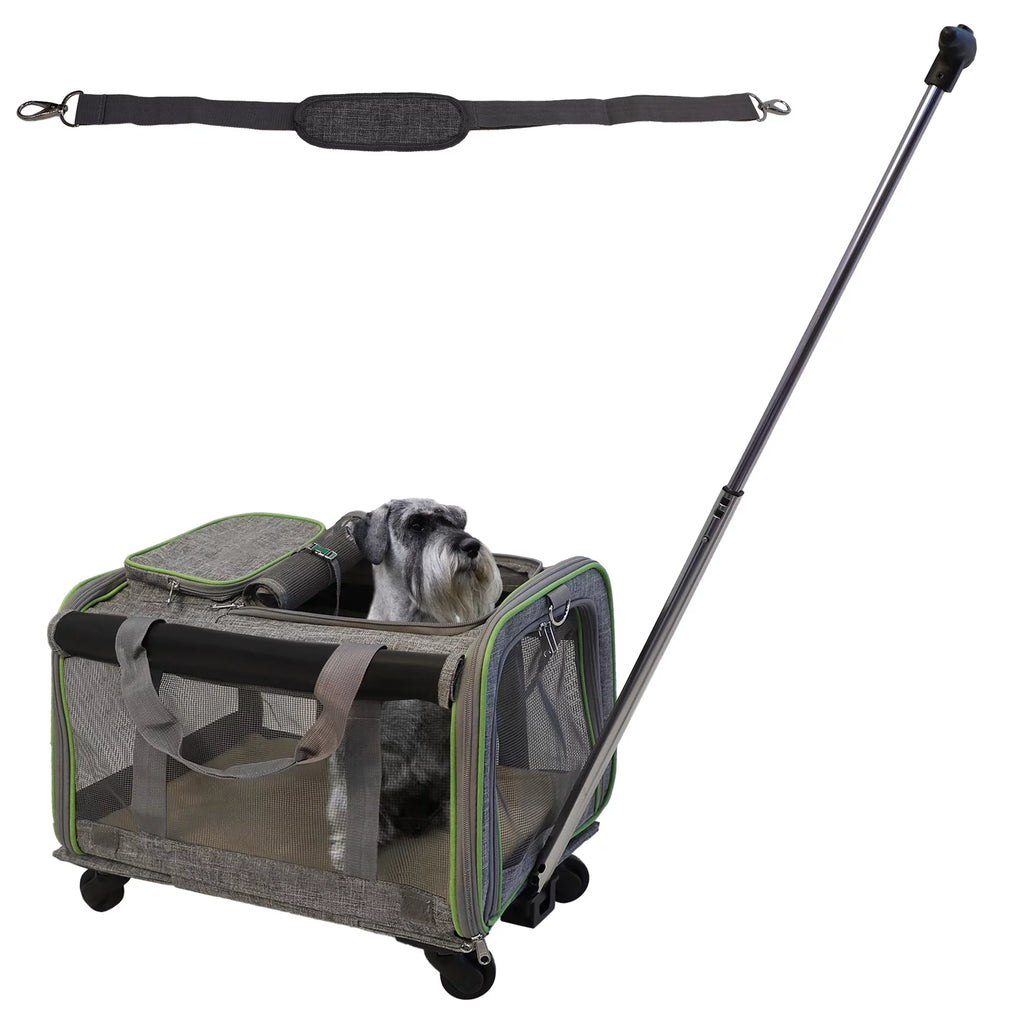 for Mesh Telescopic Soft-Sided Carrier with Removable Carrier Cats, Airline Pet with Cat Handle, and Wheels Cat Pet Safety for Wheel Approved Strap and Dog, Dogs Base, & Carrier