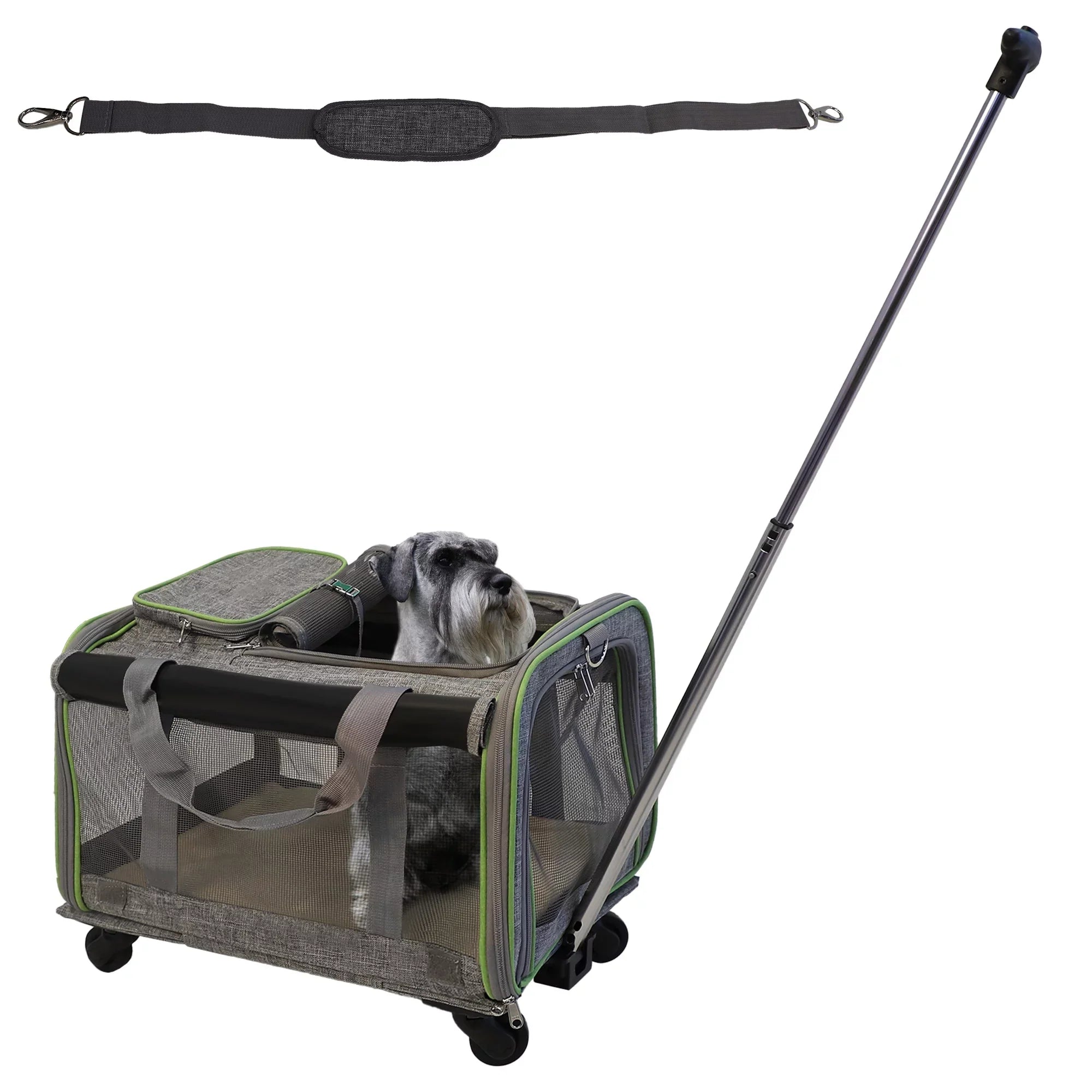 for Mesh Telescopic Soft-Sided Carrier with Removable Carrier Cats, Airline Pet with Cat Handle, and Wheels Cat Pet Safety for Wheel Approved Strap and Dog, Dogs Base, & Carrier