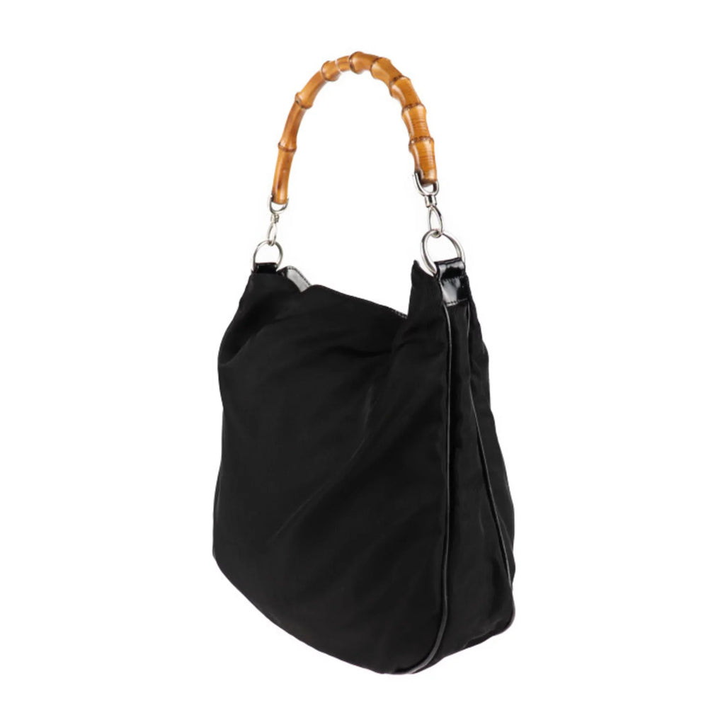 canvas Pre-Owned bag black bamboo handbag 001/1705/1577 tote GUCCI (Good) Gucci