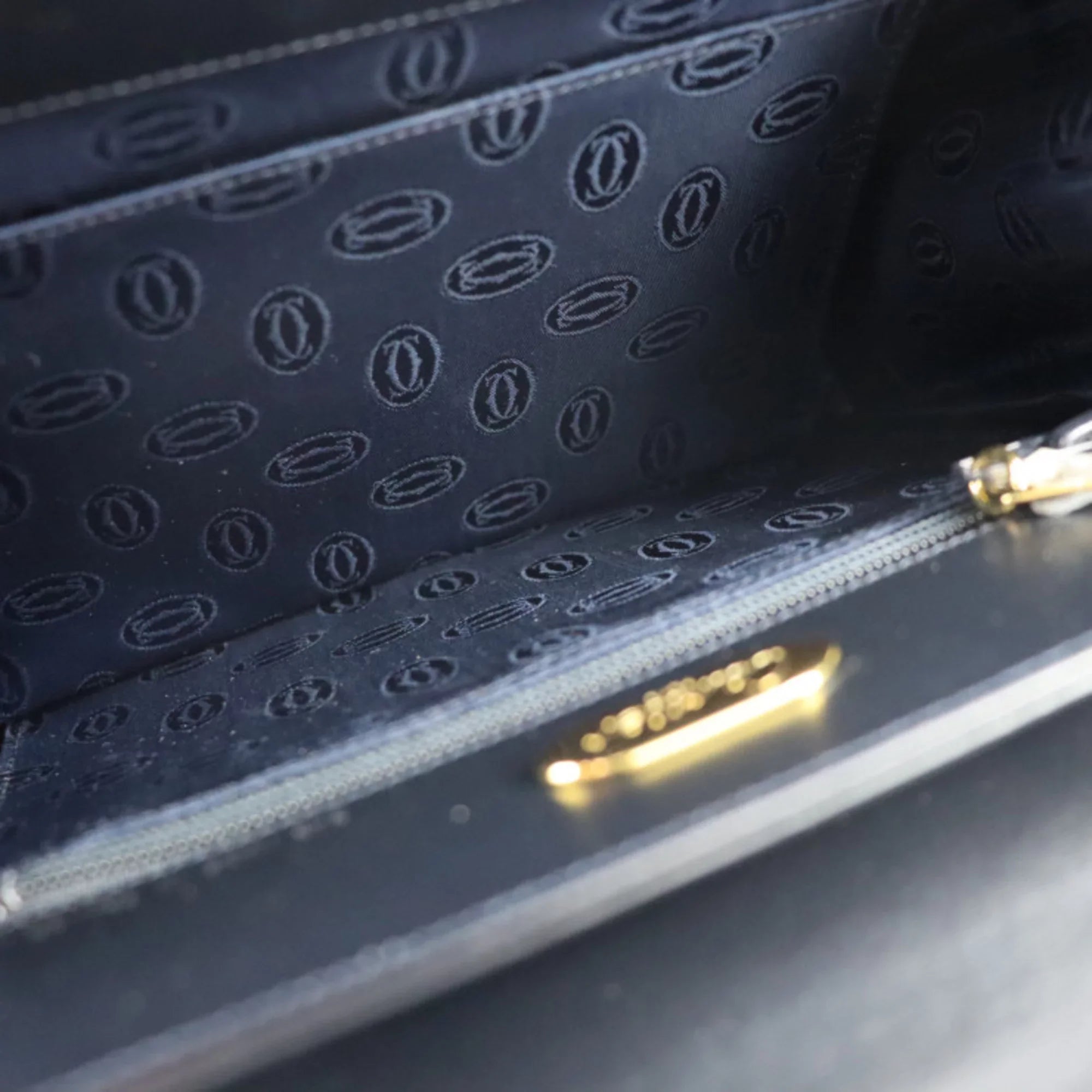 handbag dark mini Cartier CARTIER Pre-Owned calf line bag sapphire navy (Good)