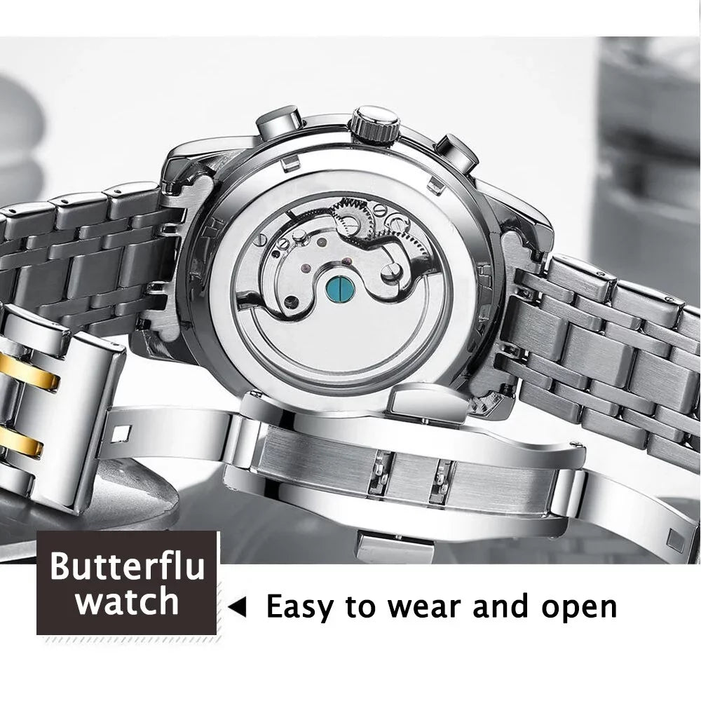 Automatic Sports POEDAGAR Luxury Chronograph Clock Genuine Wristwatch Watches Brand New Men Men Top Leather Mechanical