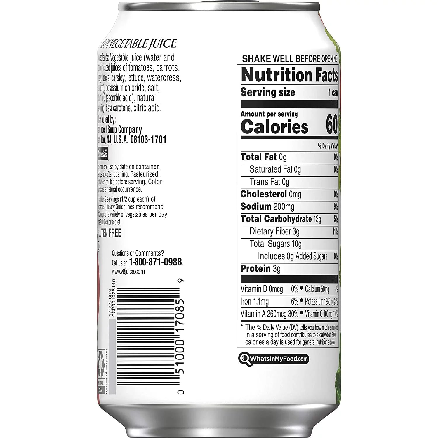 V8 Oz. 24) Original 11.5 Juice, Of Low (Pack 100% Sodium Vegetable Can