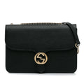 Crossbody (Good) Medium G Authenticated Gucci Unisex Pre-Owned Black Leather Interlocking Bag Calf Dollar