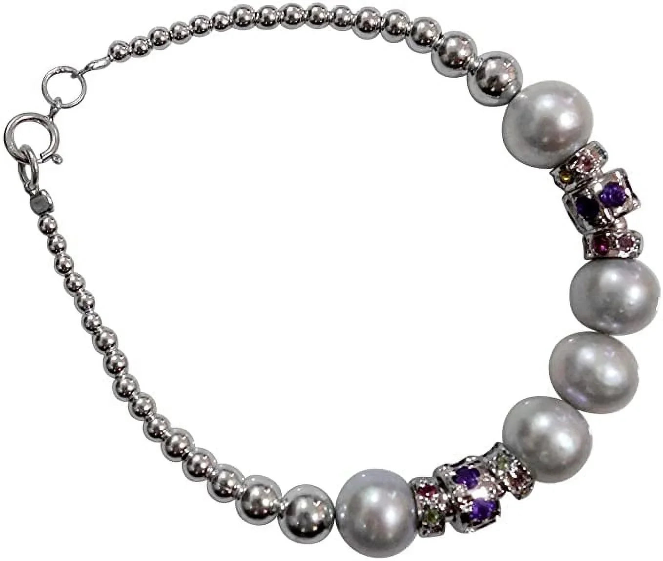 Fashion Gift Handmade Amethyst Bracelet, Bracelet Tourmaline Jewelry, Pearl, Designer Gemstone Charm for Party Bracelet Sterling 925 Women, Silver