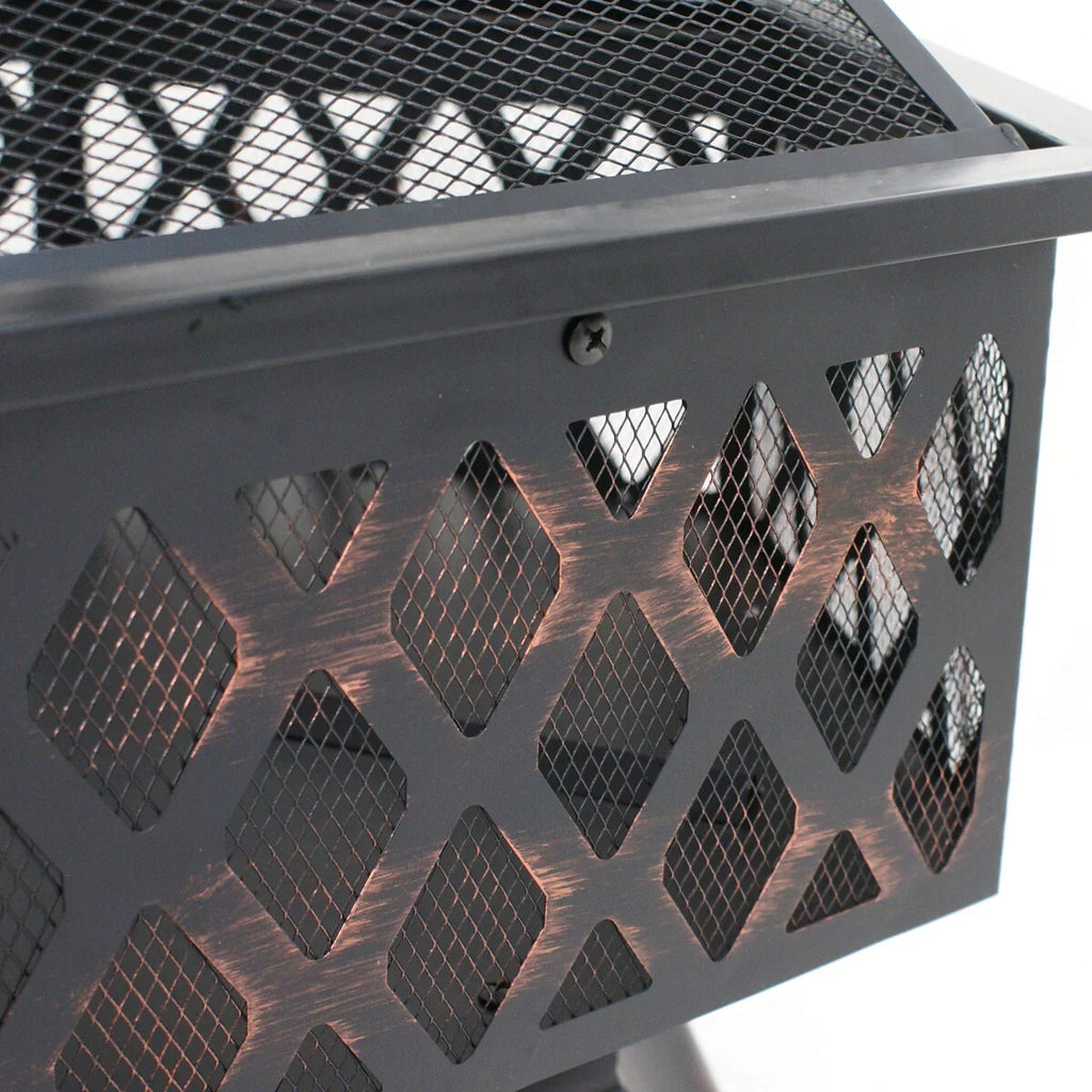 Lid, Backyard, Portable Burning 24¡¯¡¯ Pit W/Mesh Outdoor - Black Pire Wood Bonfire Hex-Shaped ZenSports