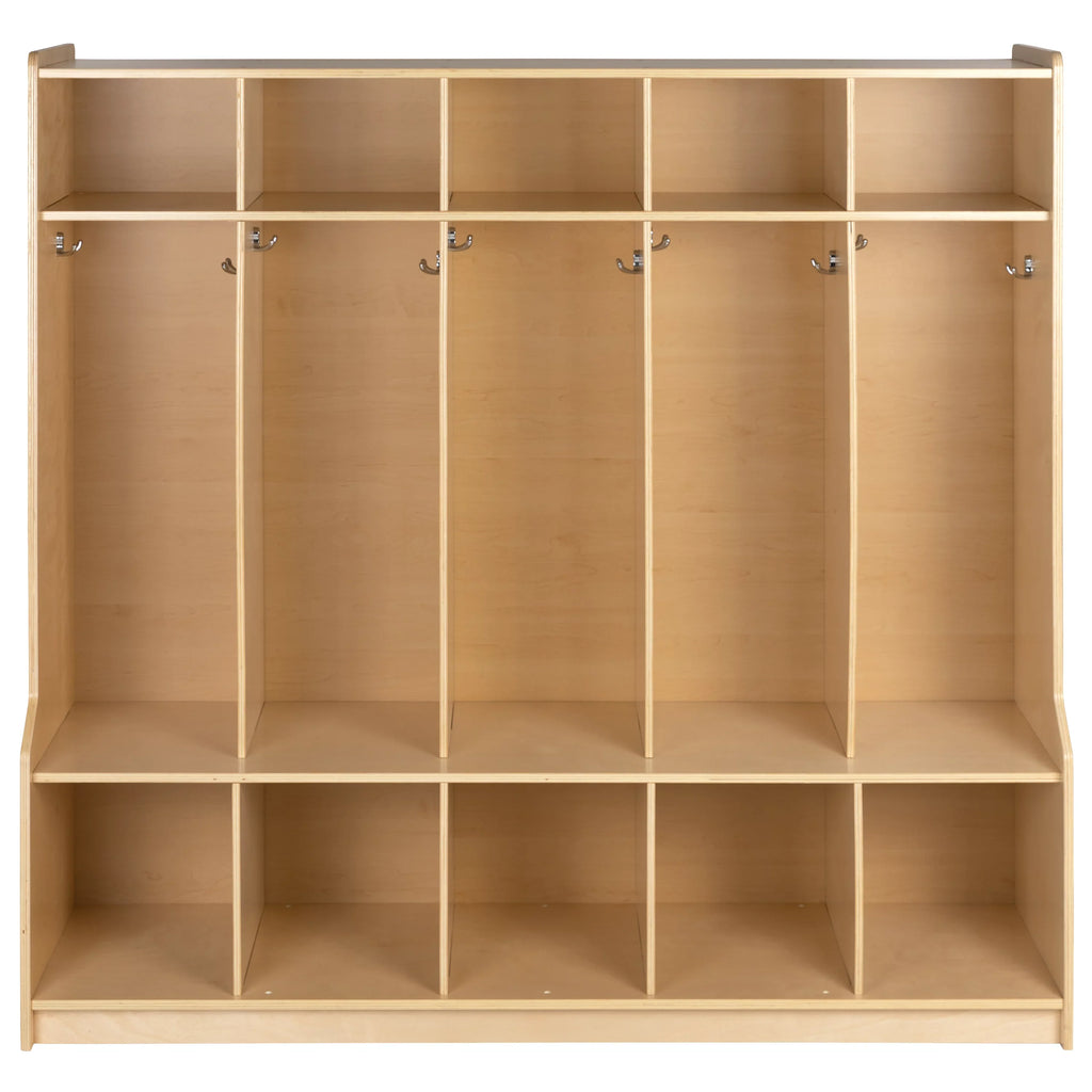 Organizer Hook-Safe, - with Locker Friendly Kid Bench, 48"L x Wooden (Natural) Design School 48"H Section Coat BizChair 5 and Storage Cubbies,