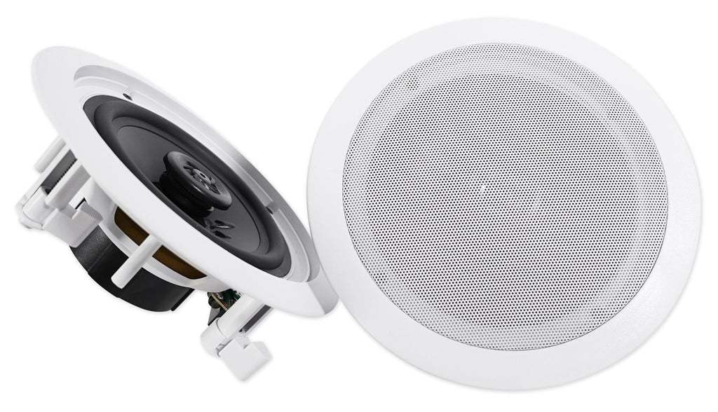 Ceiling Receiver+(8) LED Tube Theater Speakers Rockville Amp/Home 6.5" White