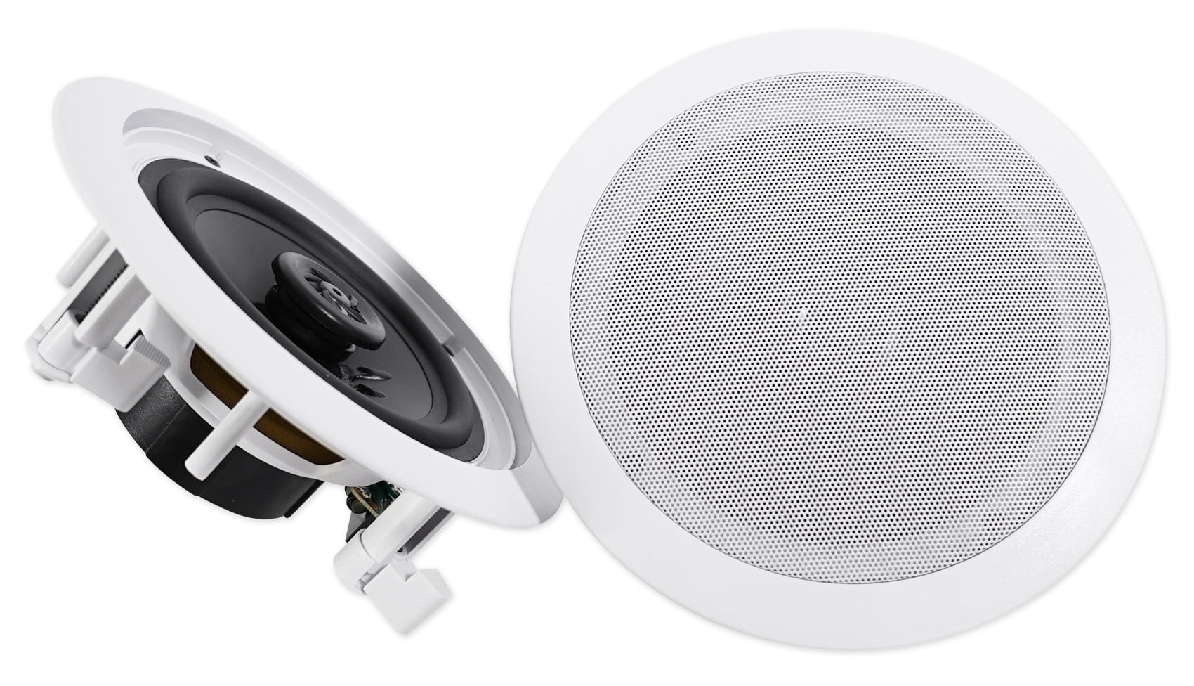 Ceiling Receiver+(8) LED Tube Theater Speakers Rockville Amp/Home 6.5" White