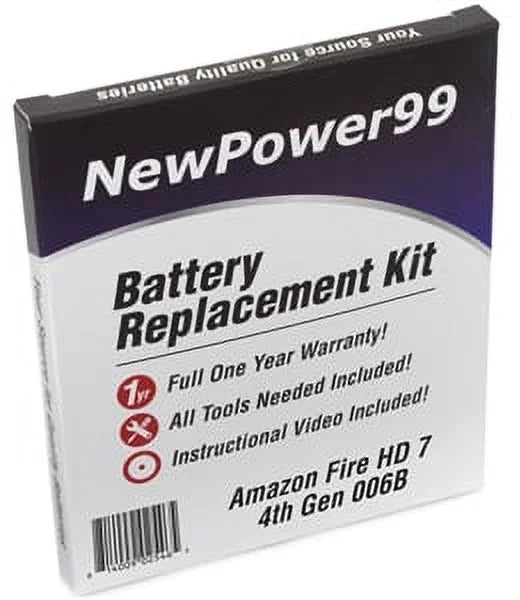 006B Tools, Battery Amazon Extended 7" Kit One HD Battery 4th Warranty with Year Generation Instructions, Fire and Video Life Replacement Full