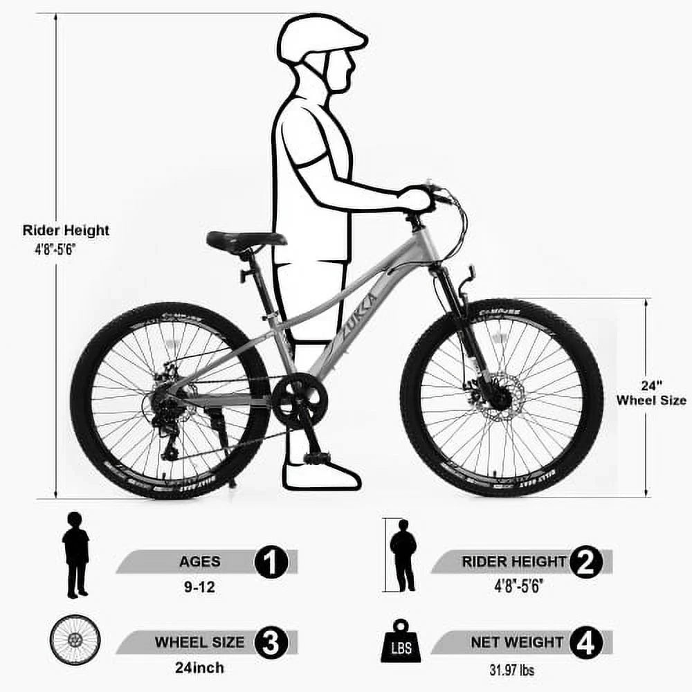 Mountain bike,Suspension inch for Boys and fork,Aluminum 7-Speed alloy Girls Frame inch Frame,10 24 shimano Bike Mountain