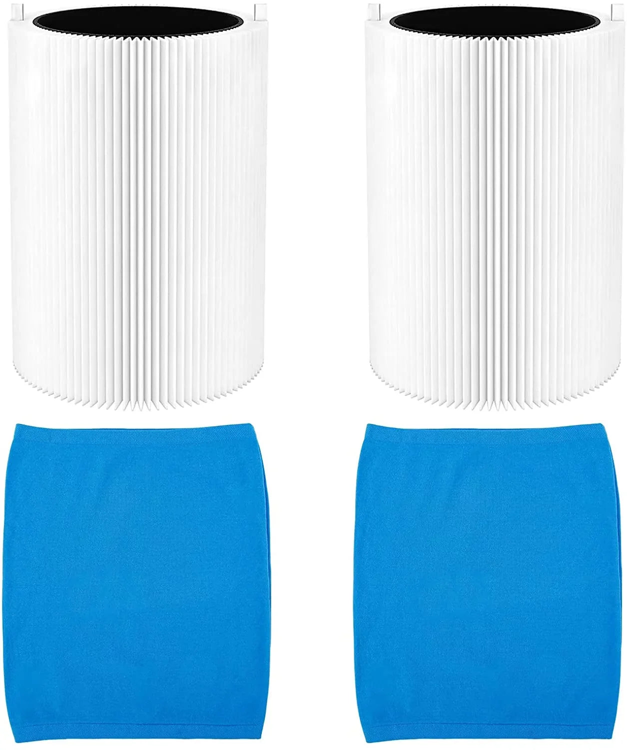 Blueair 2PCS Filter Carbon Replacement 2PCS 411 Blue Particle Filter Including Pure Blue Air Pre-filter for 411, KEEPOW and Fabric Purifier