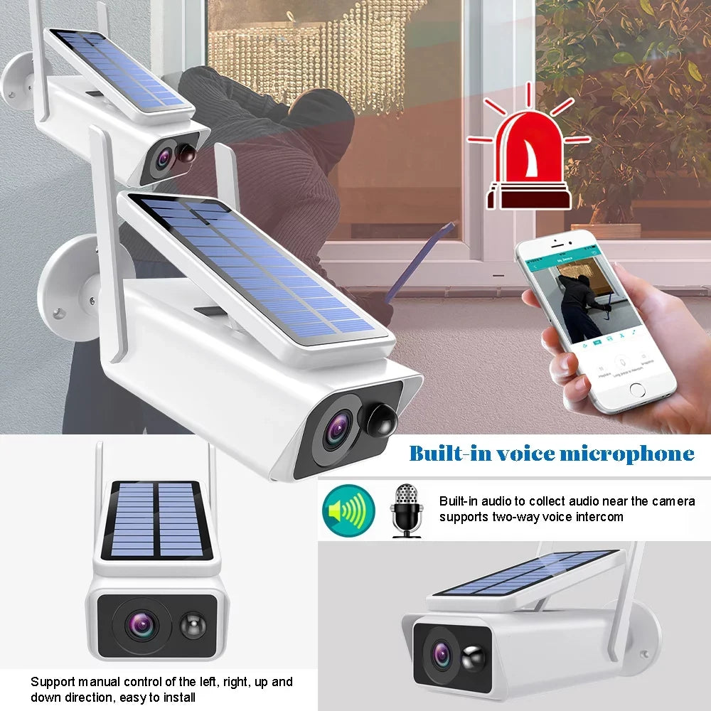Outdoor, Cameras Night Talk, DFITO PIR Camera Wireless Panel, Vision,Waterproof, Security with Detection, Security Outdoor White Solar Solar 2-Way