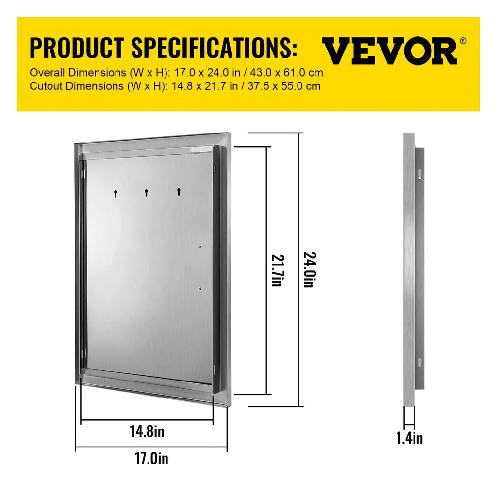 Steel inch BBQ Access Door, BBQ for Outdoor 17x24 Stainless Ideal Kitchen, Island