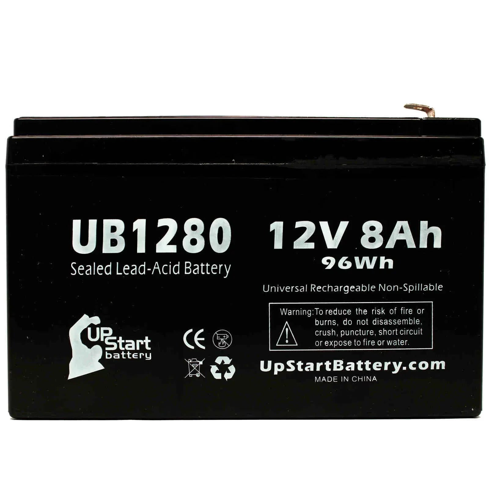 '- - 8000mAh, 6 Battery to UB1280 - AGM, Opti-ups Compatible F1 Adapters Sealed Replacement F1 3x 280ES Universal Pack Terminal, Lead Acid 8Ah, SLA) Terminal F2 (12V, Battery Includes