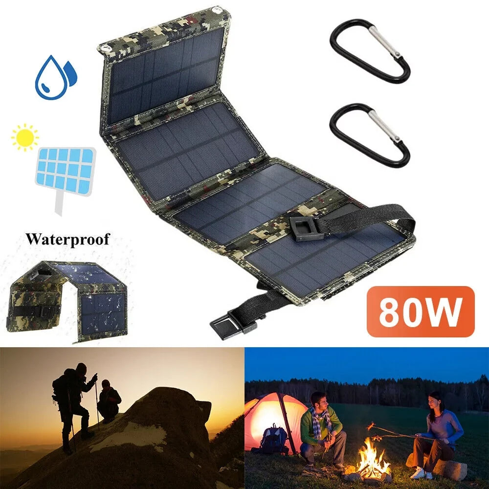 Charger Battery Solar Jahy2Tech Panel Rechargeable Outdoor Portable Hiking Phone High USB Quality Camping 80W Foldable