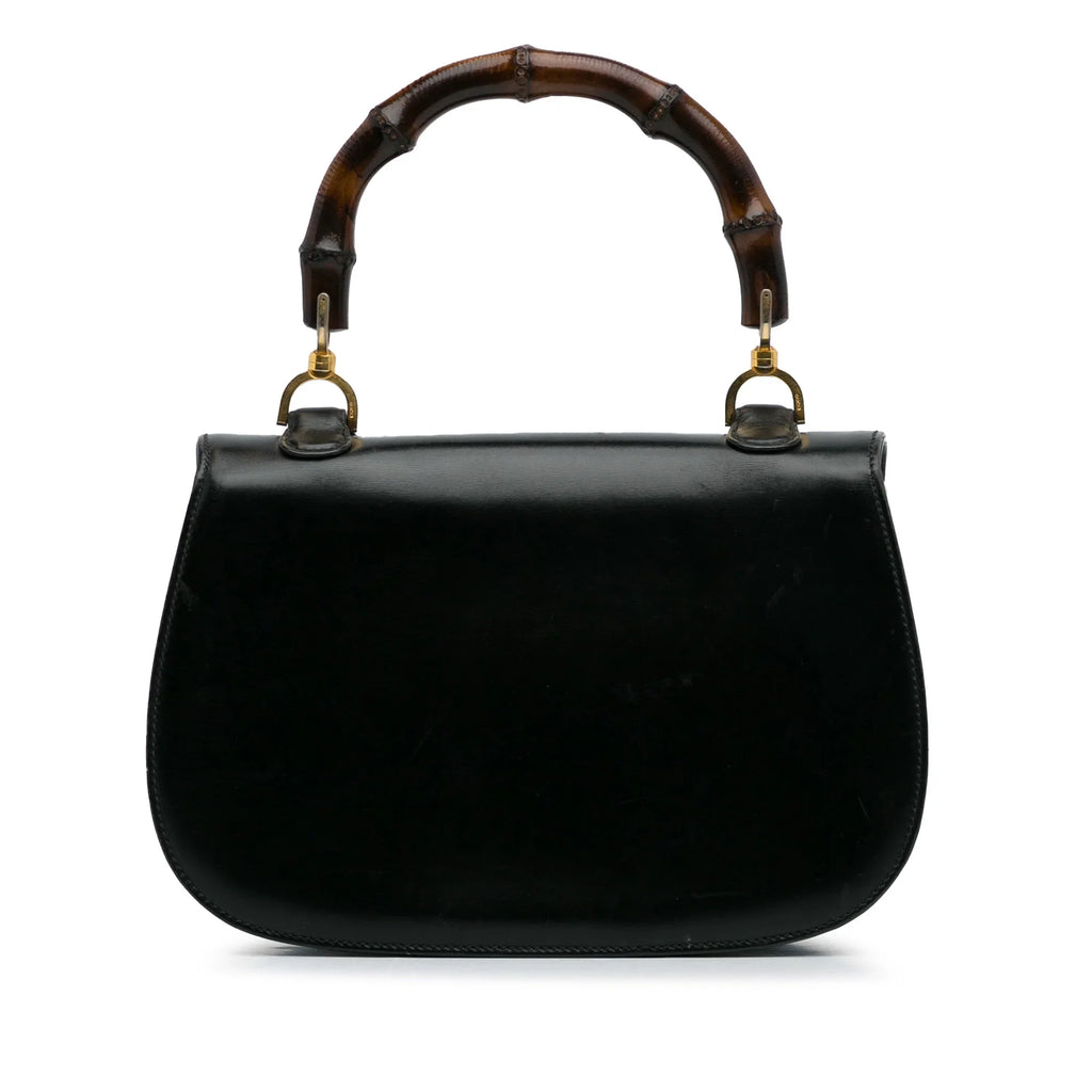 Handbag Top Gucci Bamboo Black Night HandleBag Pre-Owned Calf Authenticated Leather (Good) Unisex