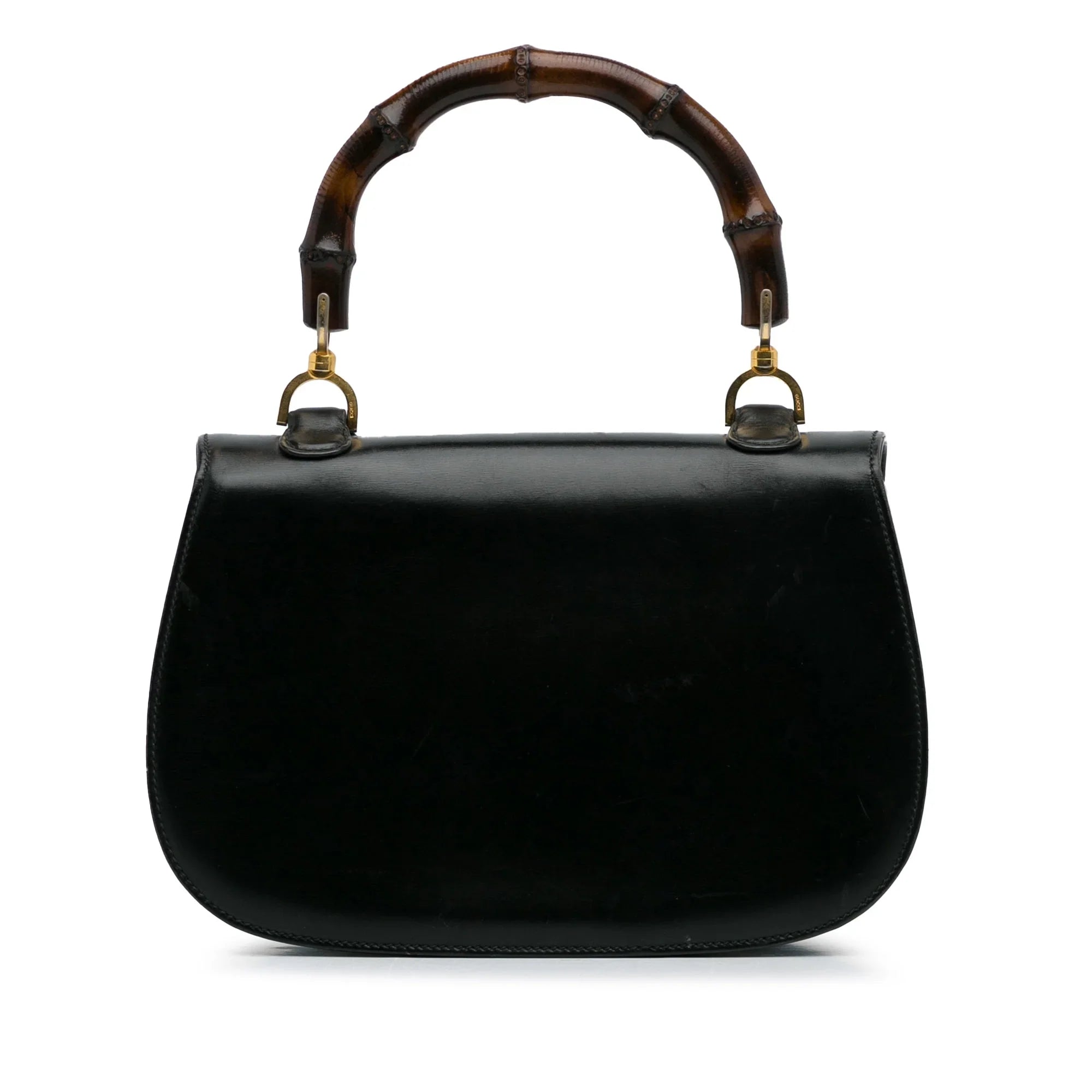 Handbag Top Gucci Bamboo Black Night HandleBag Pre-Owned Calf Authenticated Leather (Good) Unisex