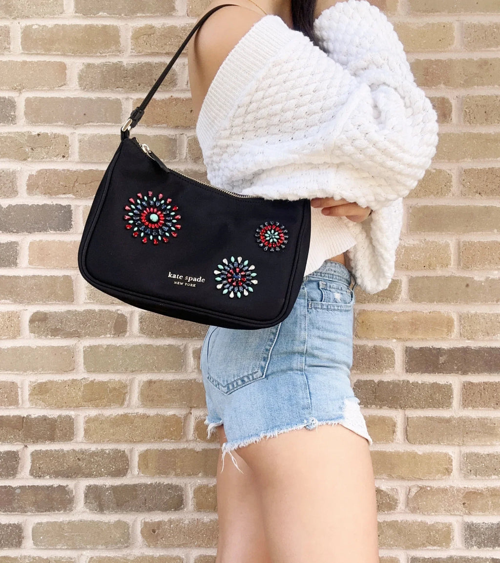 Shoulder Better Nylon Small Black Embellished Bag Little Sam Firework Spade Kate