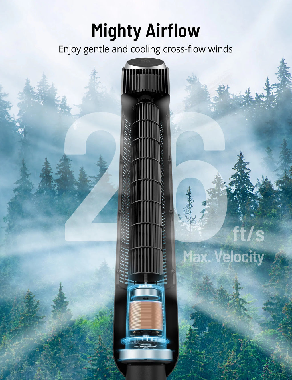 42" Modes, Fan, Bladeless Dustproof Standing Tower Home, for 12 12H Fan Speeds, Fan Remote, 120Â° with Office 4 TaoTronics Timer, Mesh Fan, Oscillating Filter,