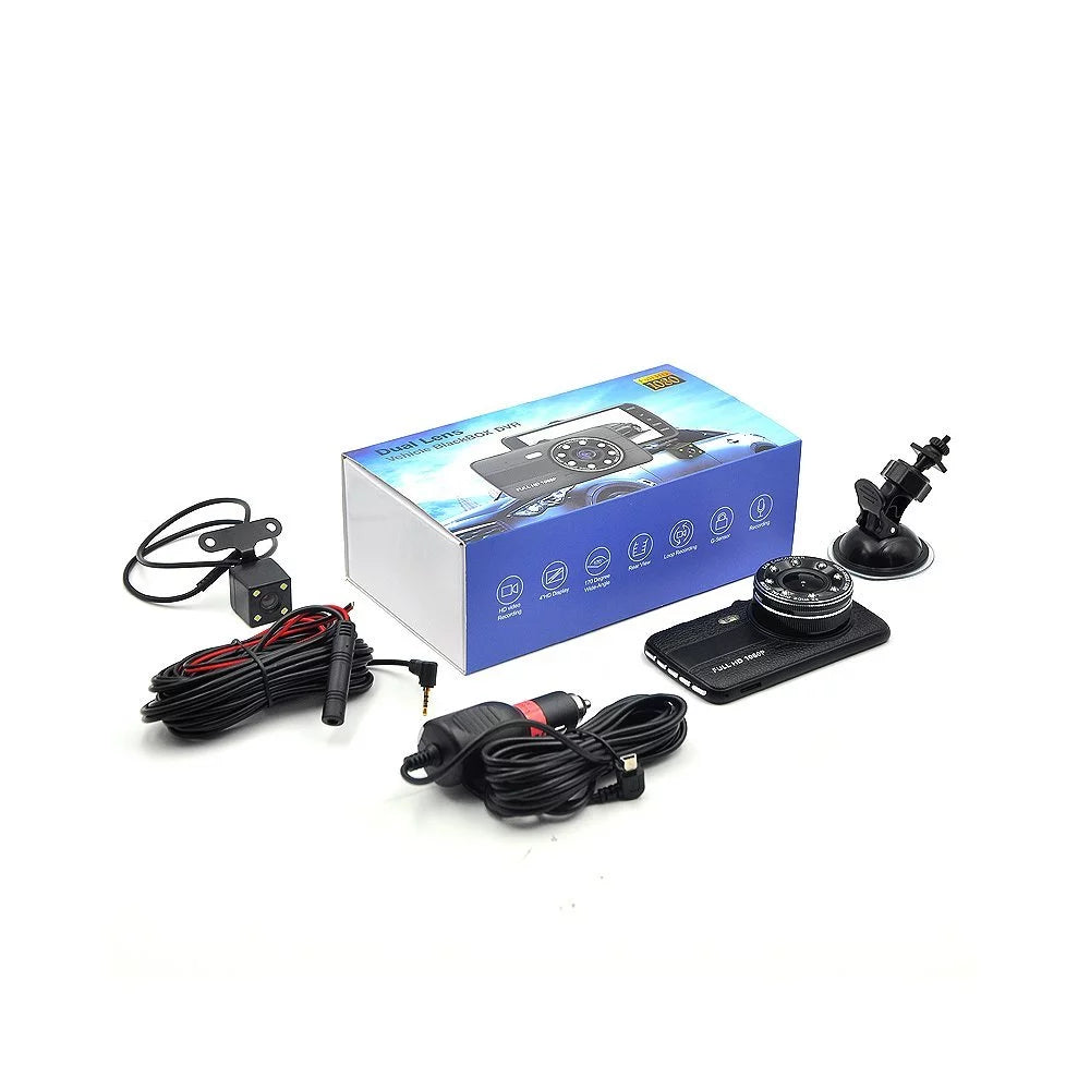 DVR Driving Monitor LCD 4 Inch Recorder Black Vehicle Dash Dual Cam Box Camera axGear