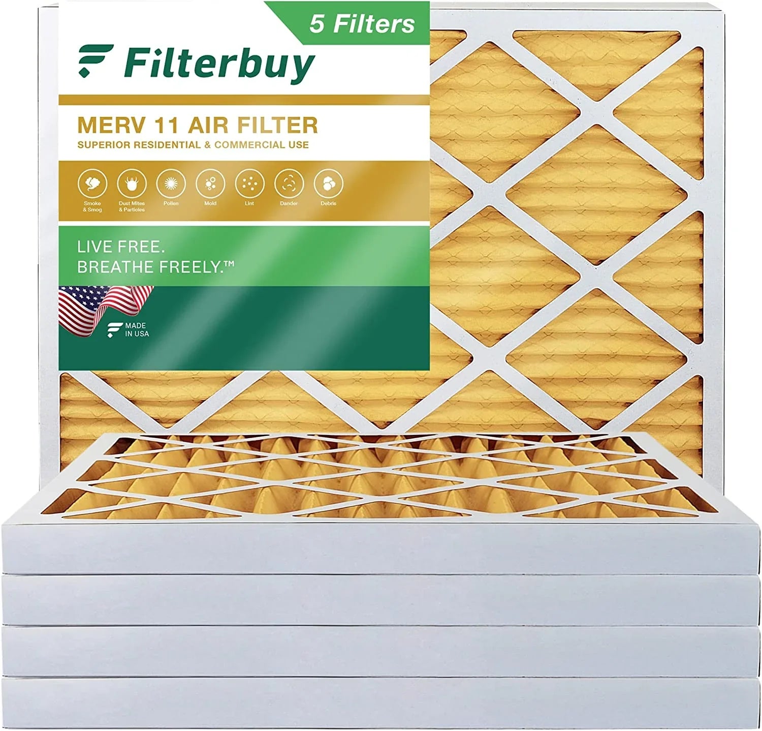 Pleated HVAC Filterbuy 12x16x2 MERV (5-Pack) Furnace 11 Air Filters AC