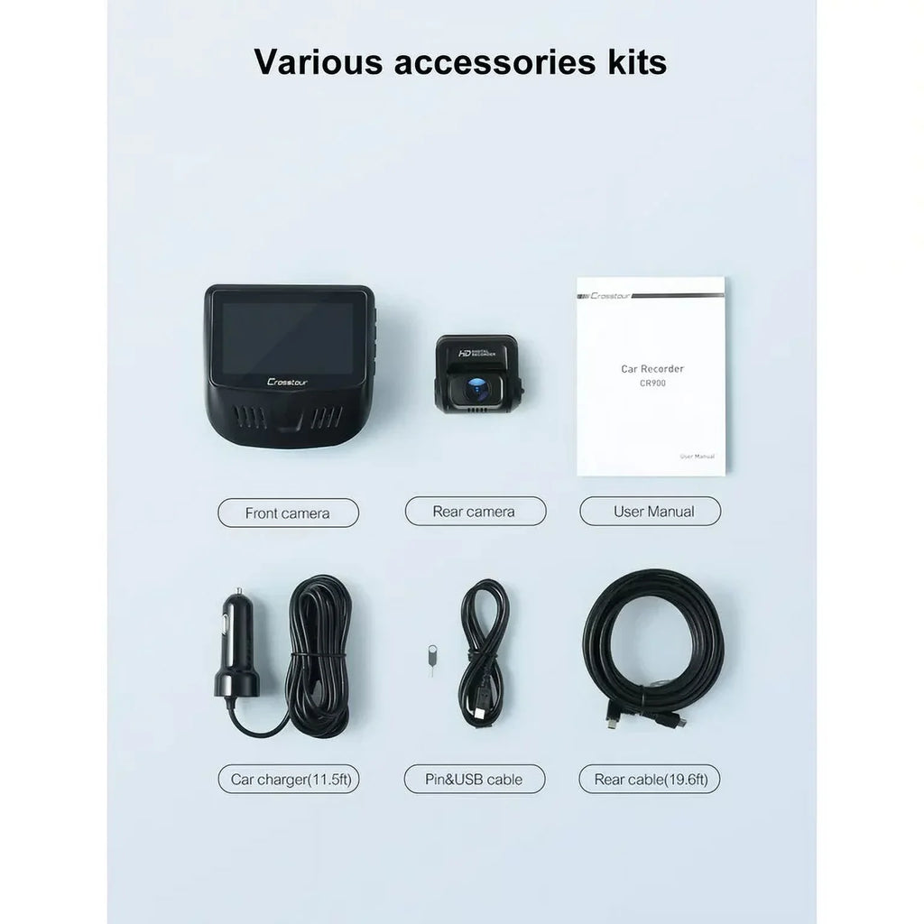 Cars, External Camera Dash Supported, Screen, Front 1080P Angle Cam for 170Â°Wide GPS 3â?IPS Dash Rear,