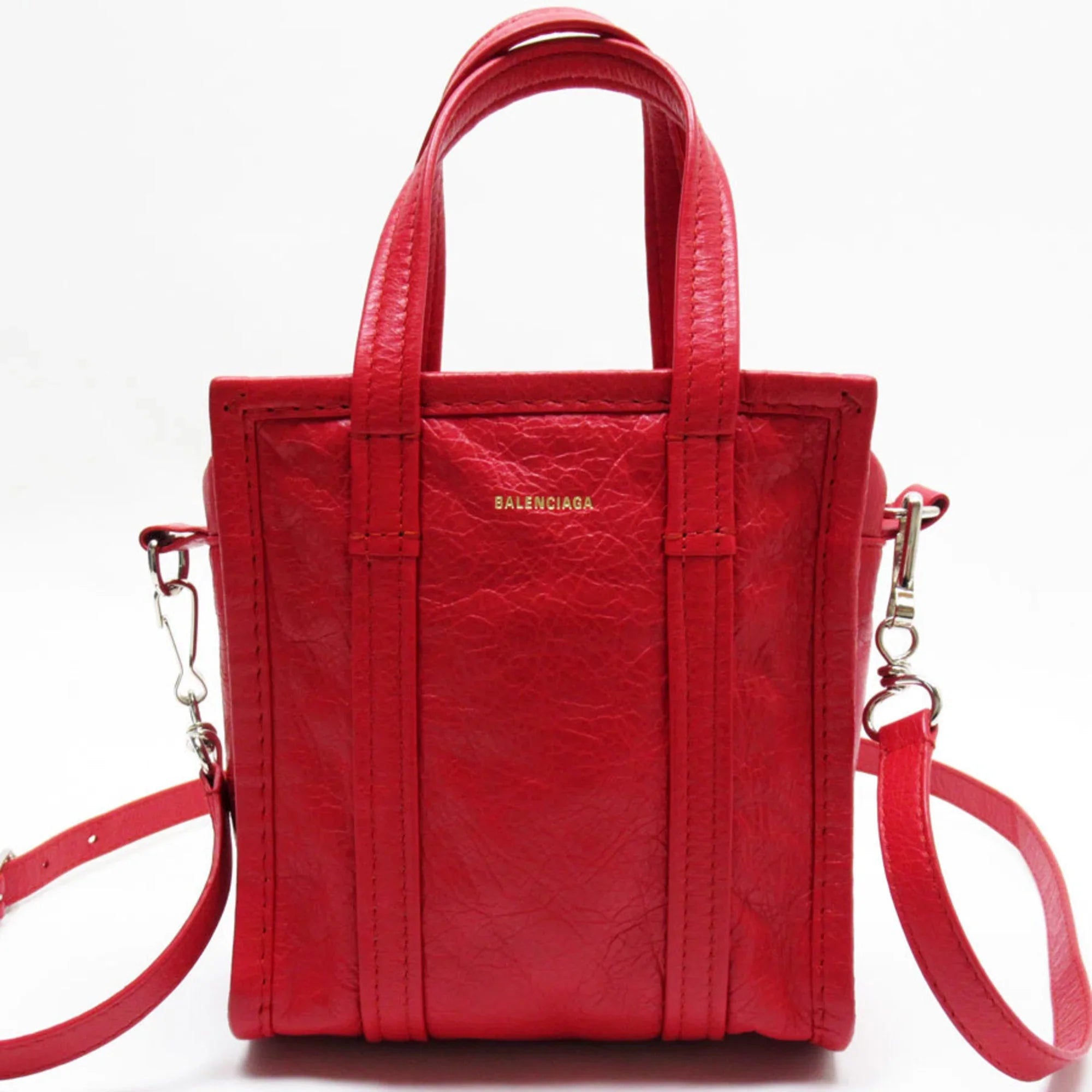 Ladies Shoulder Pre-Owned Leather Shopper Silver Handbag BALENCIAGA XXS Red Bag Bazaar (Good)