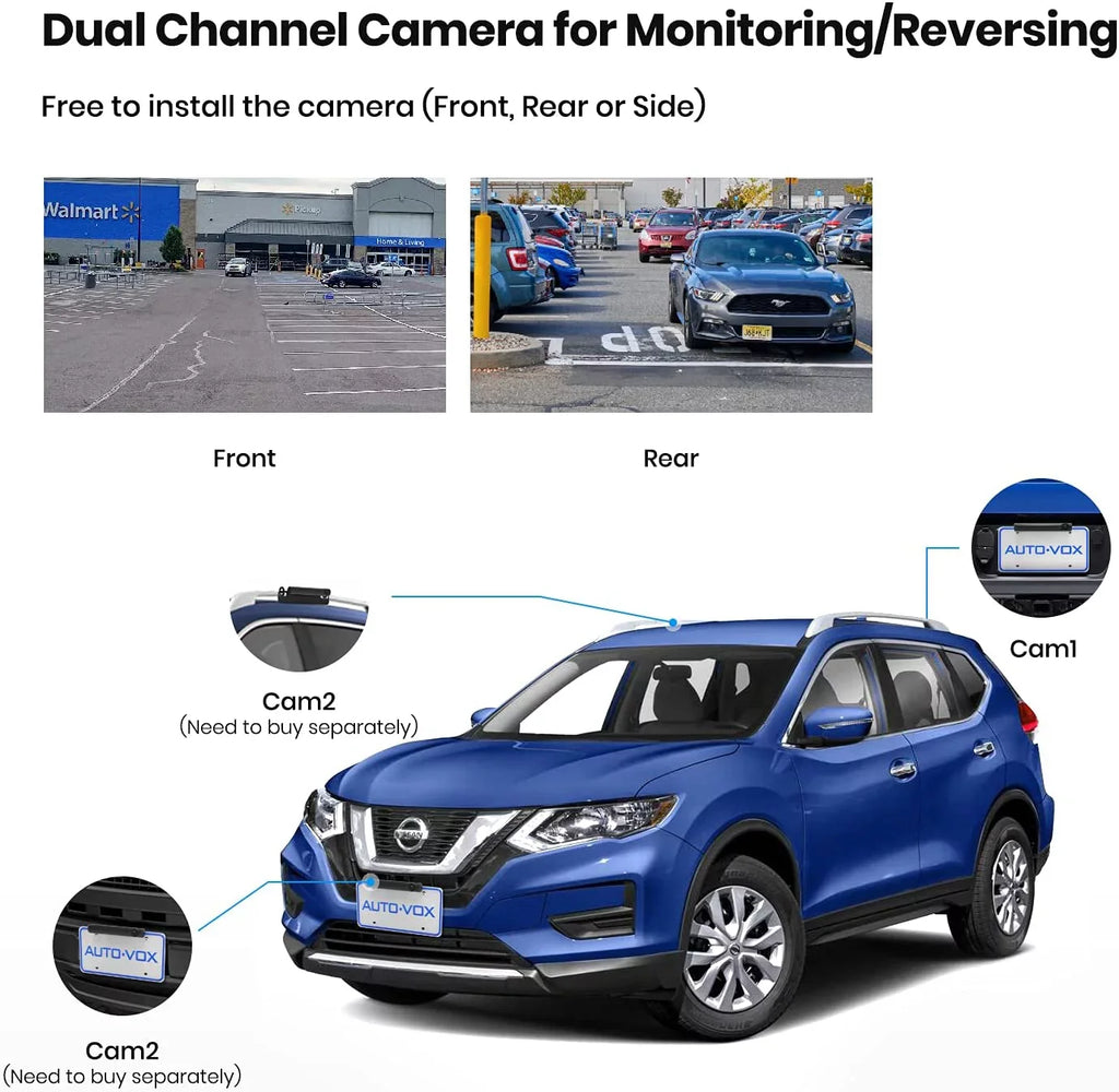 AUTO-VOX Wireless 5'' Installation, for Car Camera Systems 5Mins Backup for TW1 Monitor Camera Trucks, Up Back DIY Vision Solar Night
