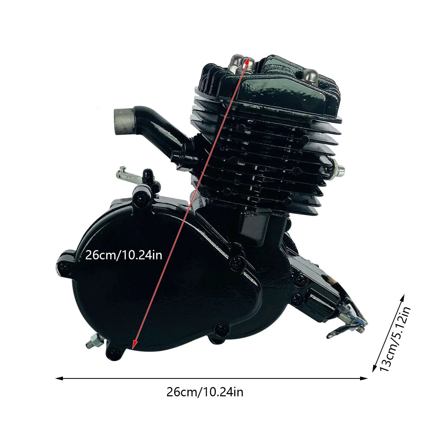 Motor Bicycle Air-Cooled Engine Bike Black Gas Petrol 2-Stroke 80cc Full Motorized Miumaeov Single Assembled Cylinder