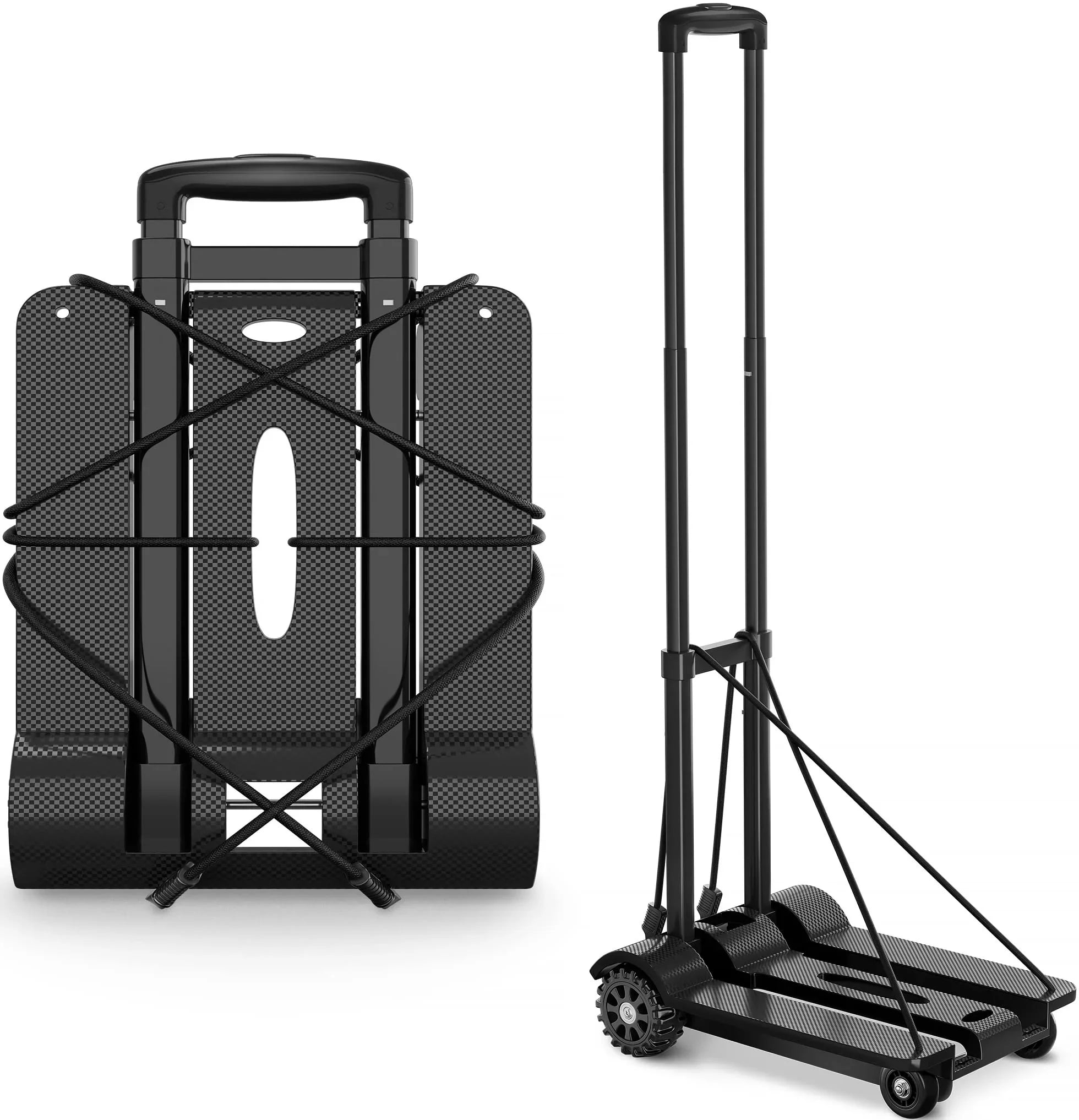 Big Duty Folding Wheels for Cart Travel Black Moving Luggage Platform and Heavy Use. with Cart Cart Luggage for siisll Home, Lightweight Hand Truck Capacity Office Folding Collapsible Cart for Utility