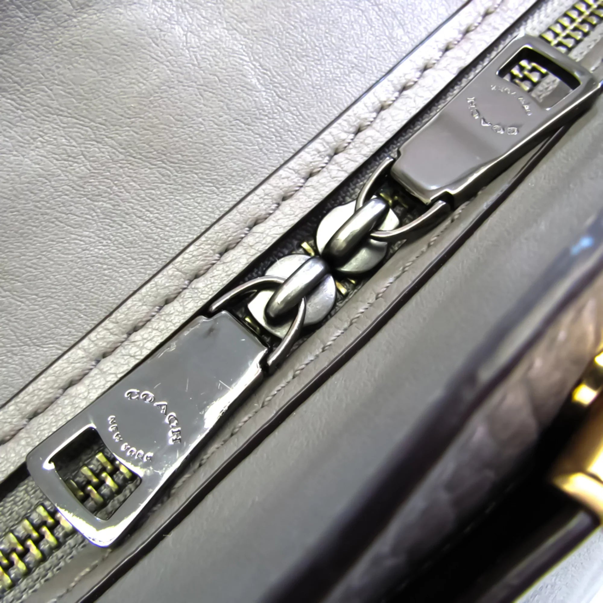 Shoulder (Good) Gray Coach Handbag Leather Bag Womens Pre-Owned