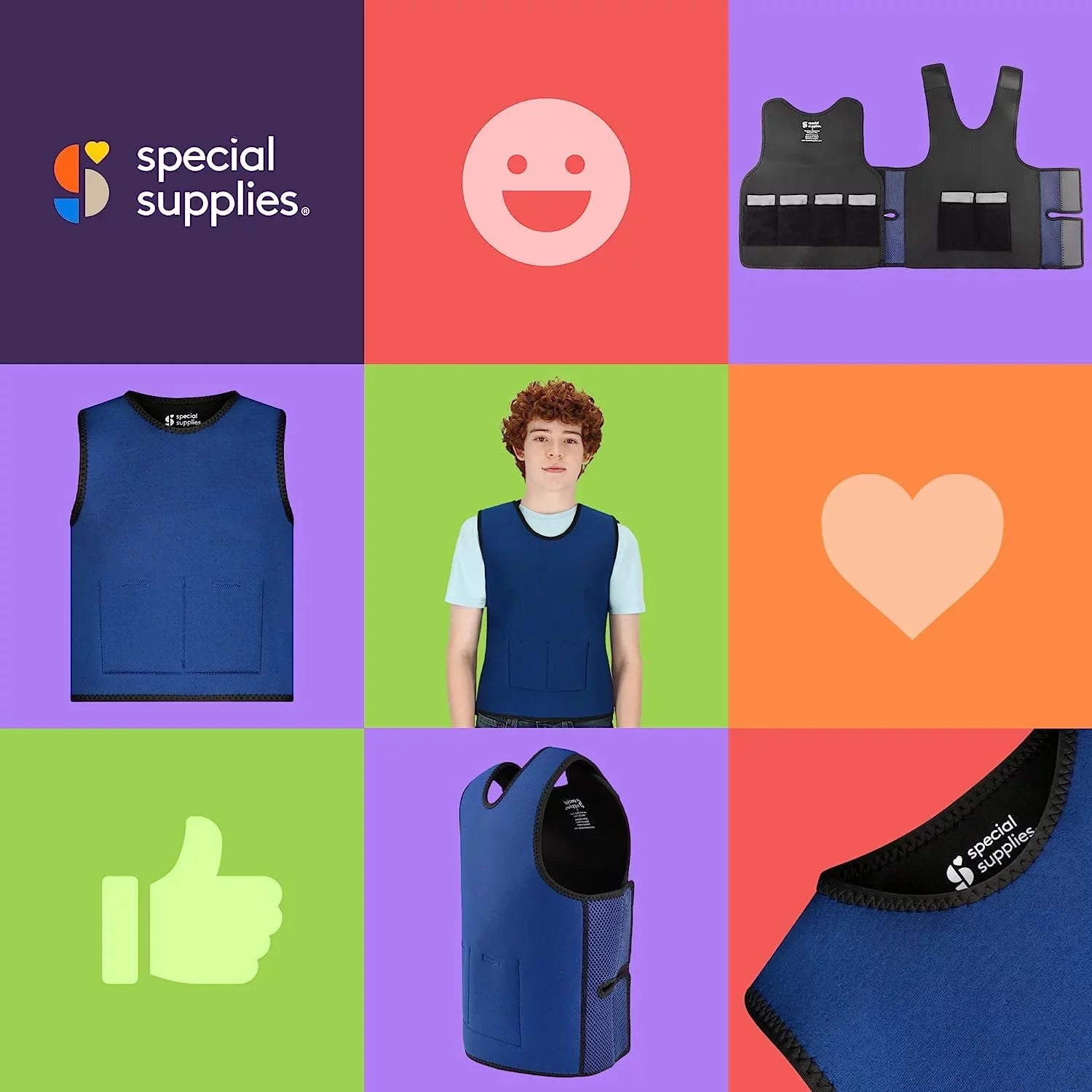 Disorders, Kids with and Fit Adjustable Compression with Special 24x42 Vest Supportive Supplies Processing Weight inches) Weighted Calming ADHD, and for (Large Sensory Autism,