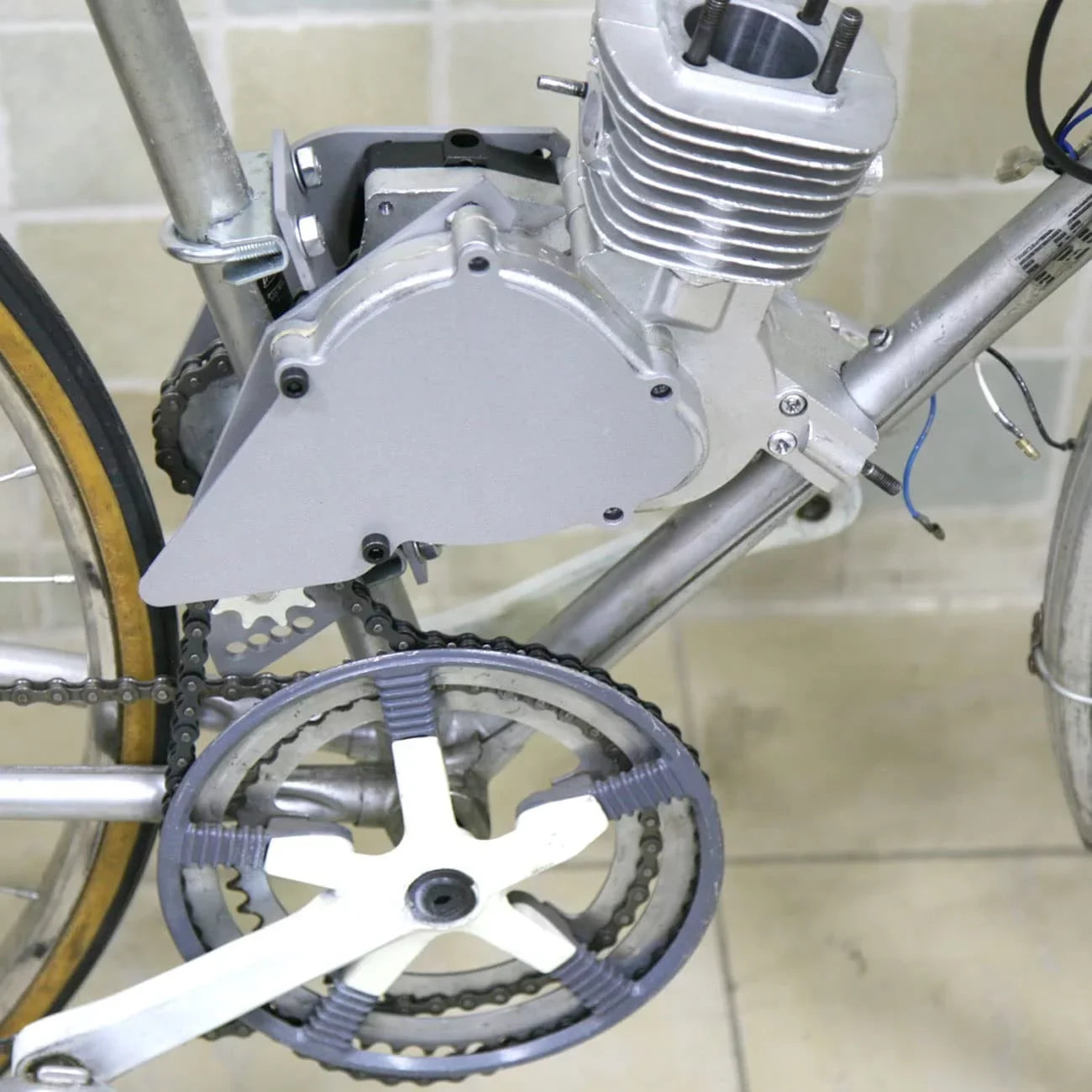 Set Bike 2-Stroke 415 Chain for Jackshaft Conversion Silver Gas Motorcycles Shifter Kit