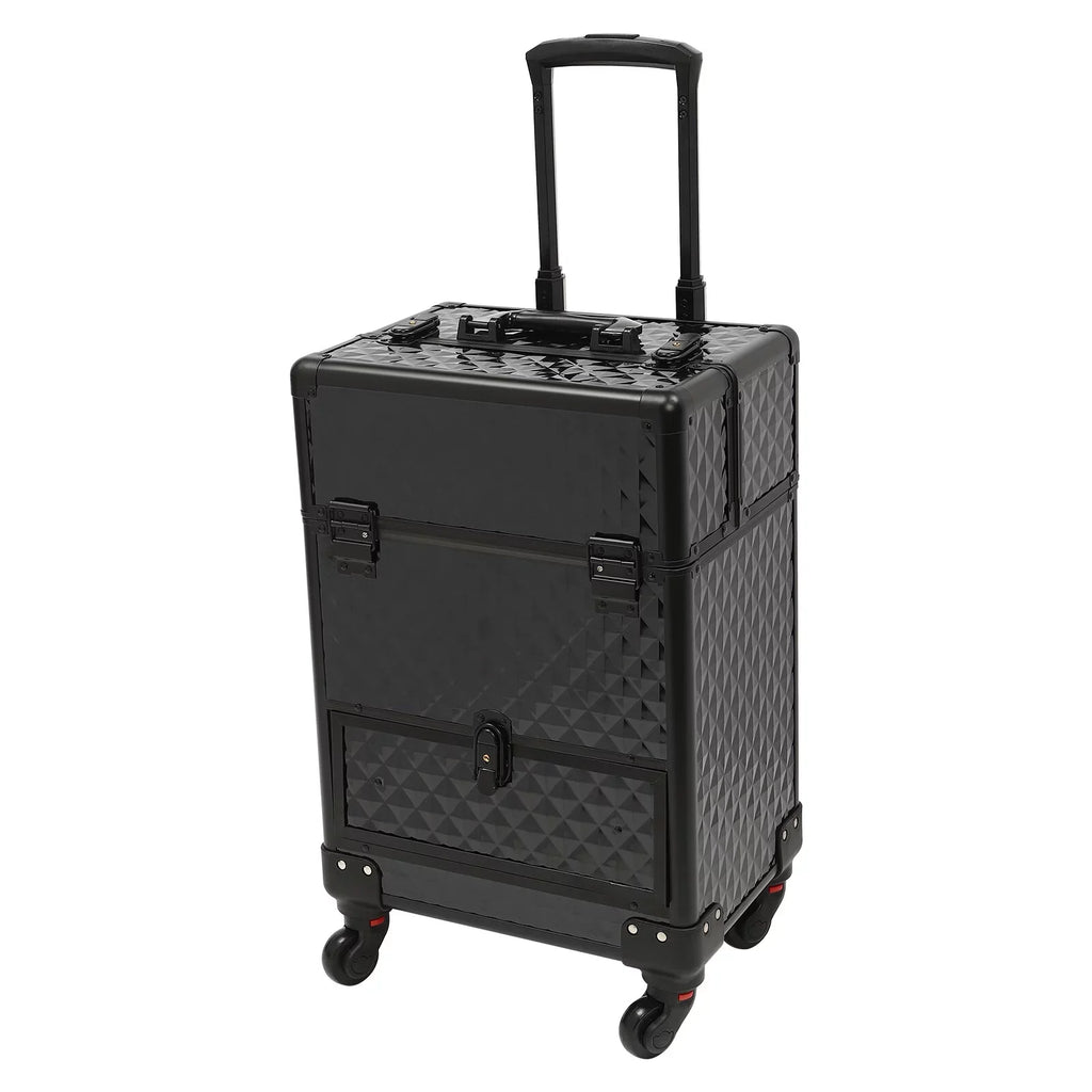 Trunk Case Rolling Nail Salon Cart Manicure Luggage Trolley Cosmetic Organizer Makeup Box Wheeled Storage Black Case Aiqidi Train