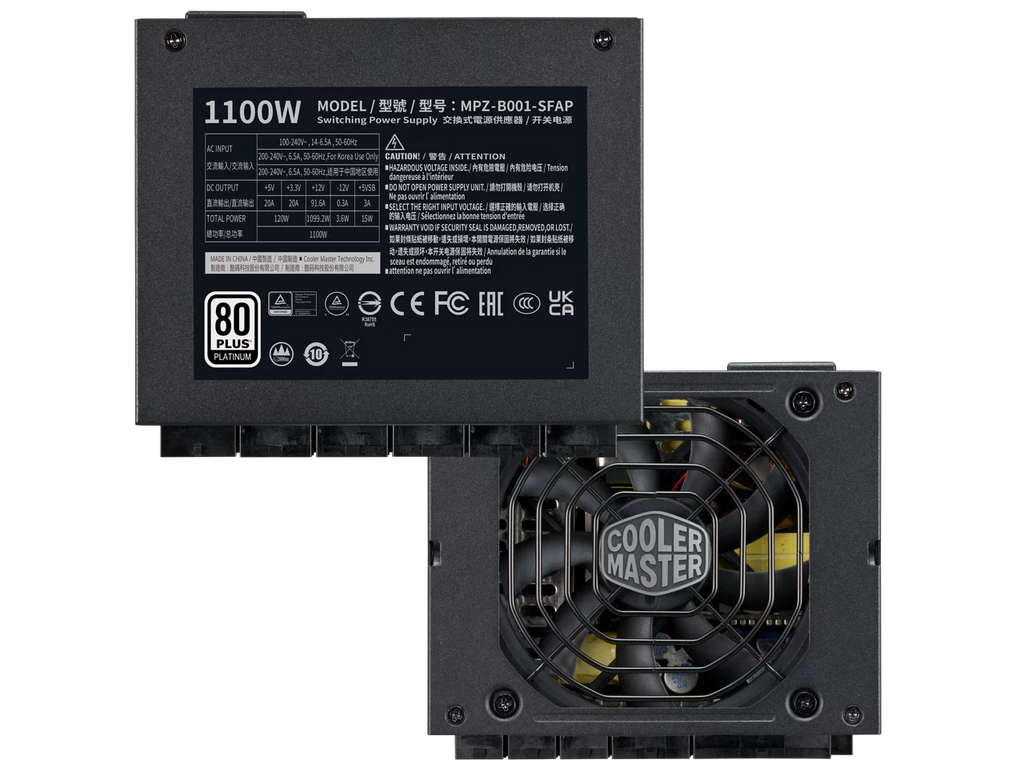 Efficiency, ATX3.0, ATX 80+ Master Fully Bracket (MPZ-B001-SFAP-BUS) SFX Platinum SFX, Platinum SFX Cooler Form Factor V1100 Included, 1100W Modular, Fully
