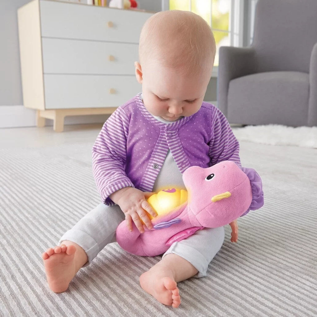Plush Lights Ocean with for Toy and Seahorse, Soothe Pink Music, Glow Fisher-Price Sounds Baby &