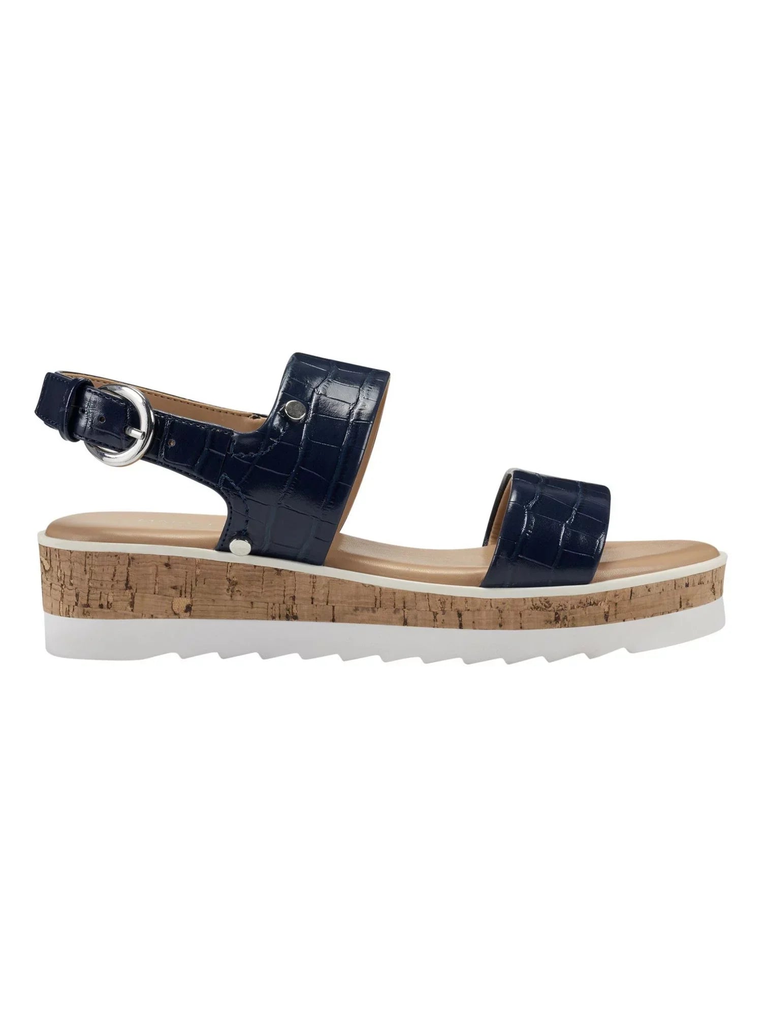 Buckle Demi Toe Gordy MARC Platform Almond Media Blue 1" Sandals 8.5 FISHER Mixed Wedge Womens Shoes M