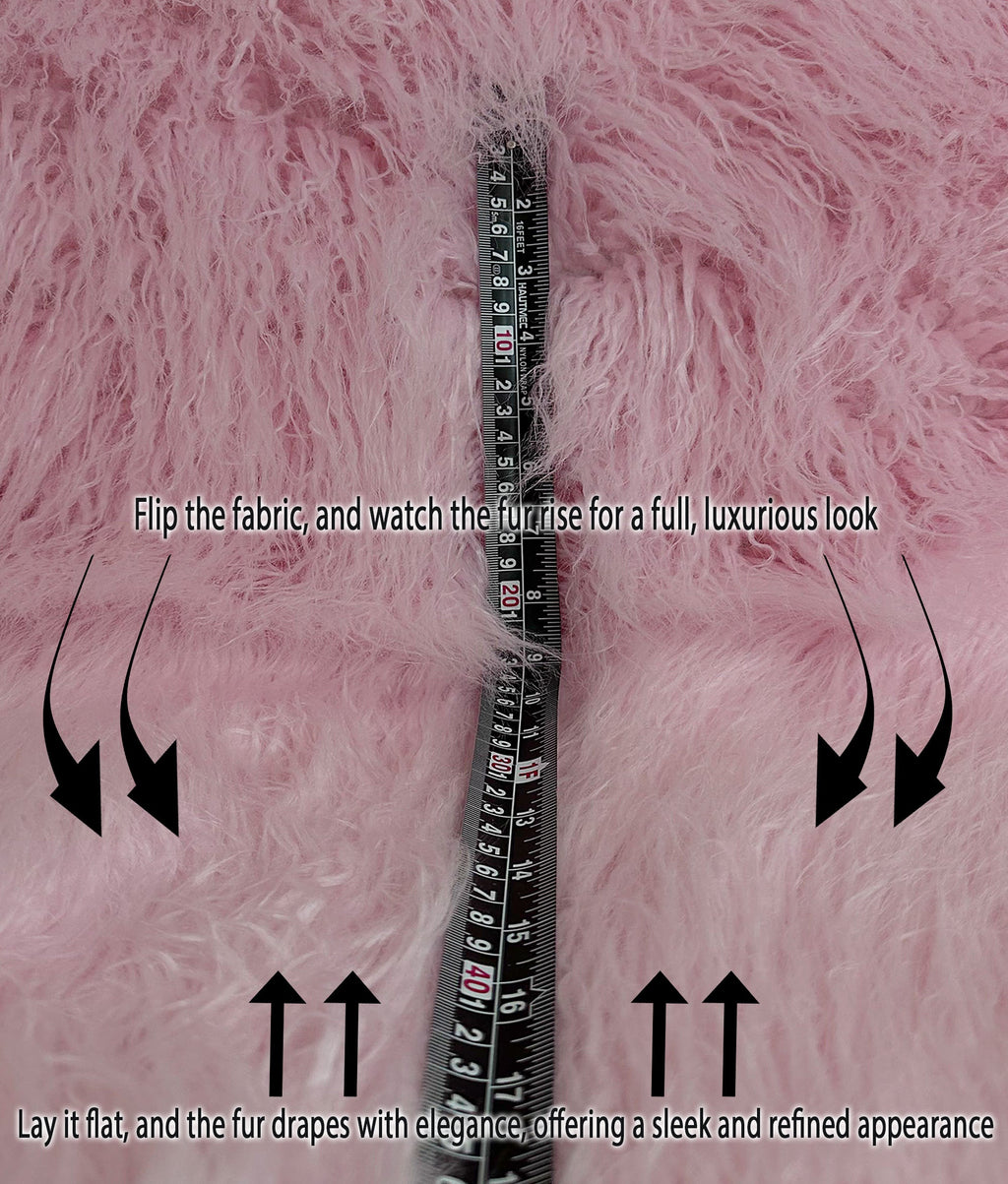 LONG 3.5" Japanese CURLY (Pink) Fire / Fake Sold Cosplay Yard Wide Faux by Craft, 58" Pile Yak Sewing Yard 2.3oz FUR Continuous Per Yarn Retardant