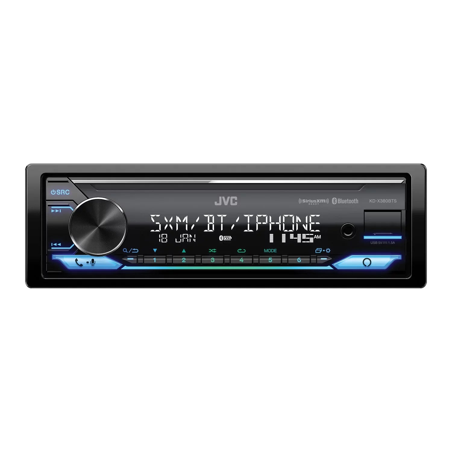 Single-DIN Unit, Bluetooth, KD-X380BTS Media and In-Dash KD-X380BTS Built-in, Ready Digital Alexa Receiver JVC Car SiriusXM with