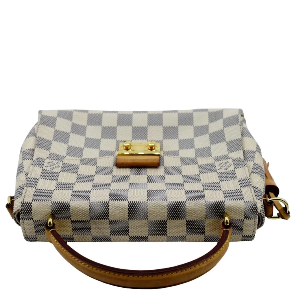 VUITTON Damier Pre-owned LOUIS Crossbody Croisette Bag Satchel White Azur
