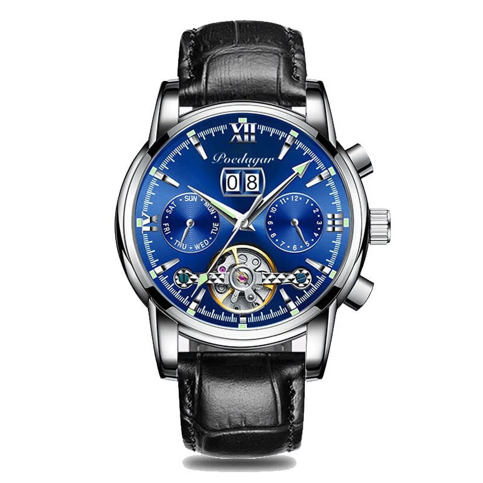 Automatic Sports POEDAGAR Luxury Chronograph Clock Genuine Wristwatch Watches Brand New Men Men Top Leather Mechanical