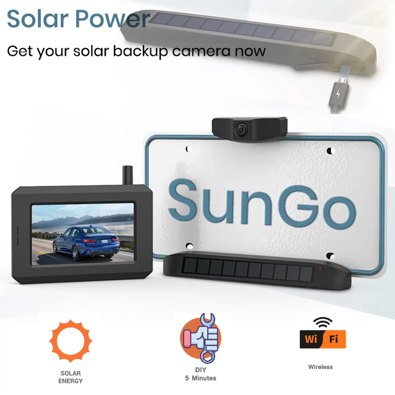 Systems, Camera, License Camera View Solar Back Camera for Rear Plate Vehicles Up Trailer BOSCAM Wireless Wireless Backup Camera Digital Reverse Car