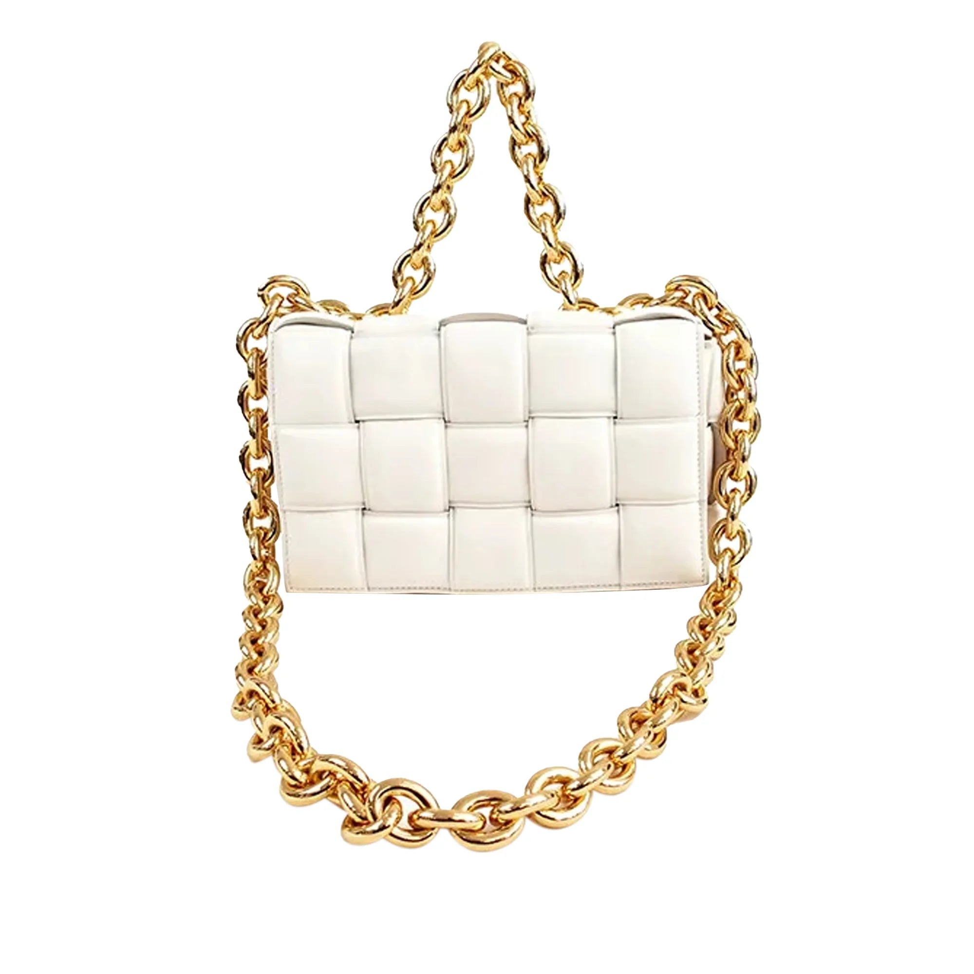 Shoulder Bottega Unisex Cassette Padded Pre-Owned (Good) Bag Leather Authenticated Veneta White Calf