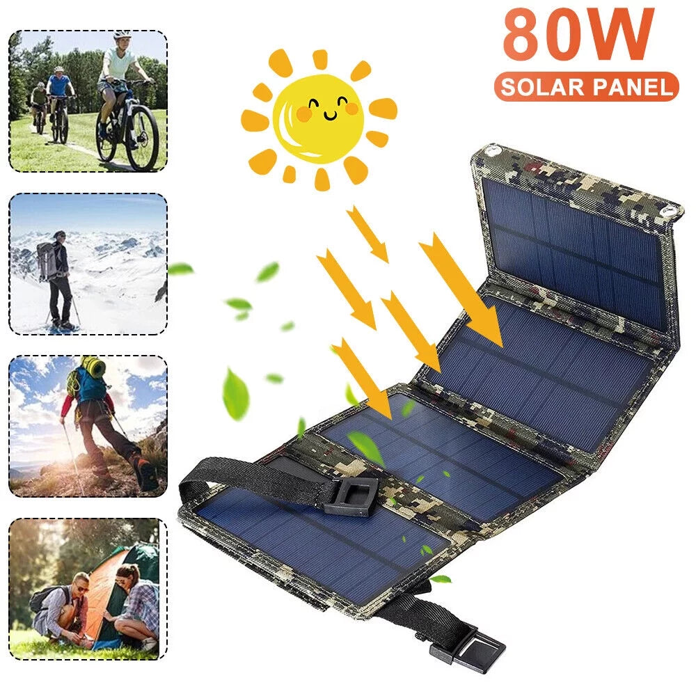 Charger Battery Solar Jahy2Tech Panel Rechargeable Outdoor Portable Hiking Phone High USB Quality Camping 80W Foldable